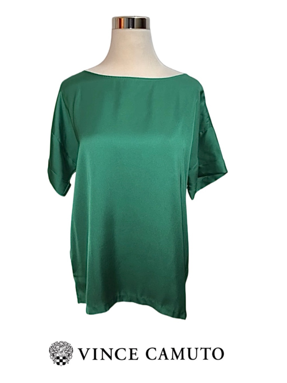 🍀 Vince Camuto Green Satin Top